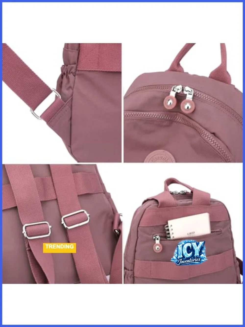 Mini Nylon Backpack Purse Waterproof Lightweight Travel Multi-Pockets Women's